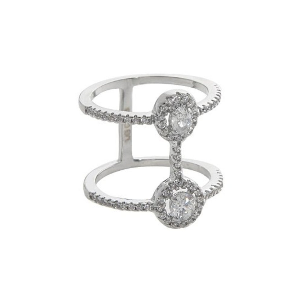 Cubic Zirconia Oval Double-Row Ring